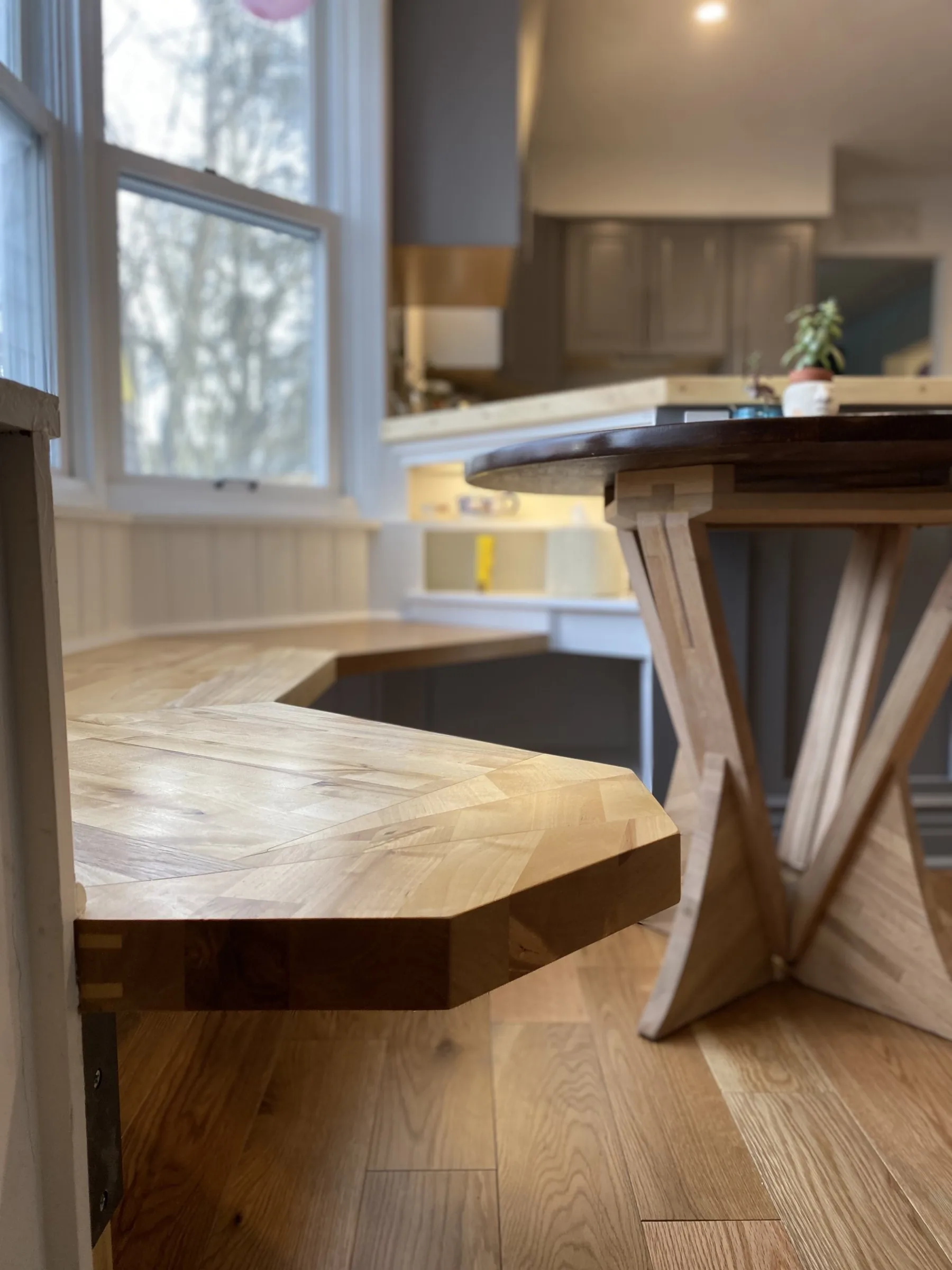 Kitchen island, bench and table