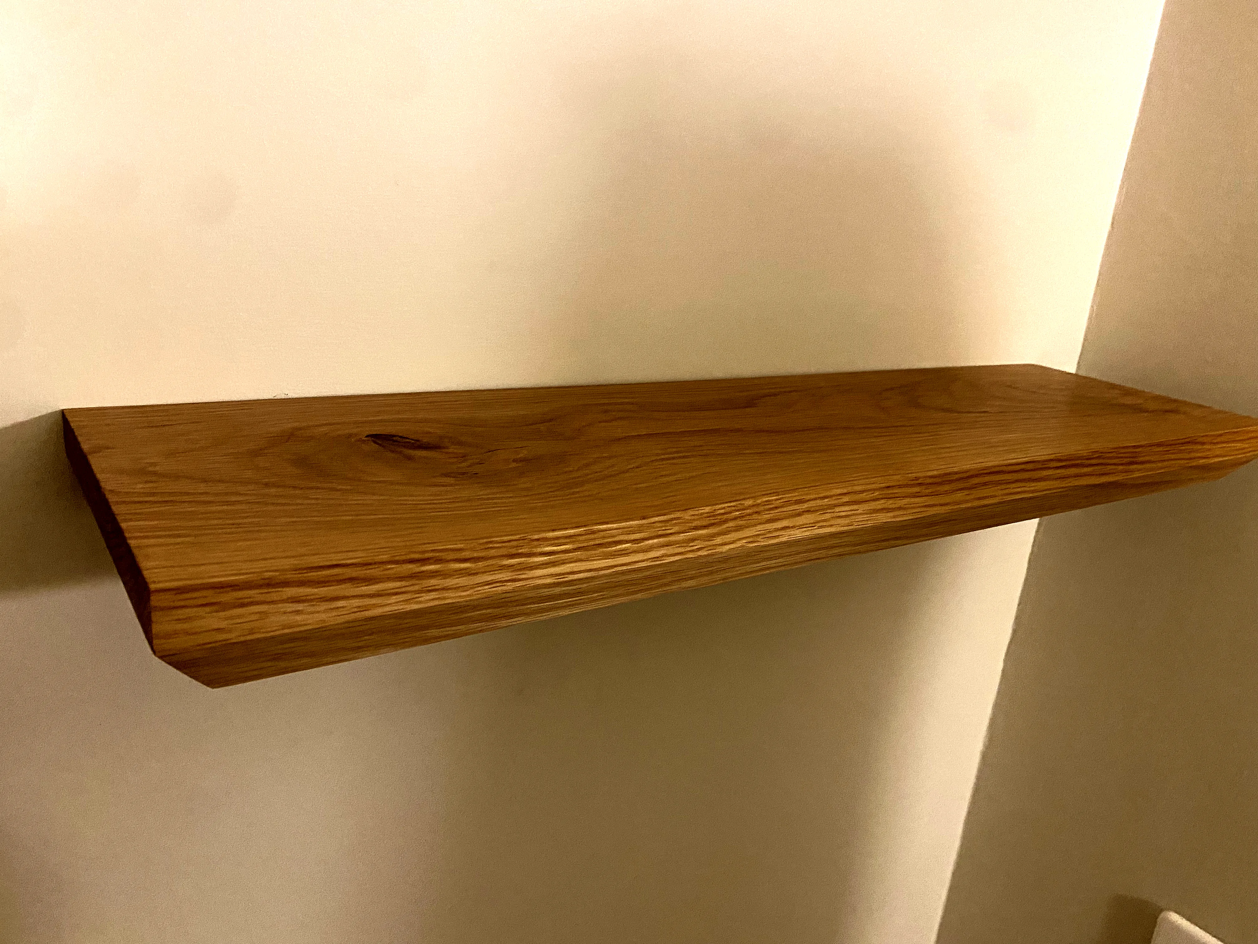 Solid white-oak floating shelf