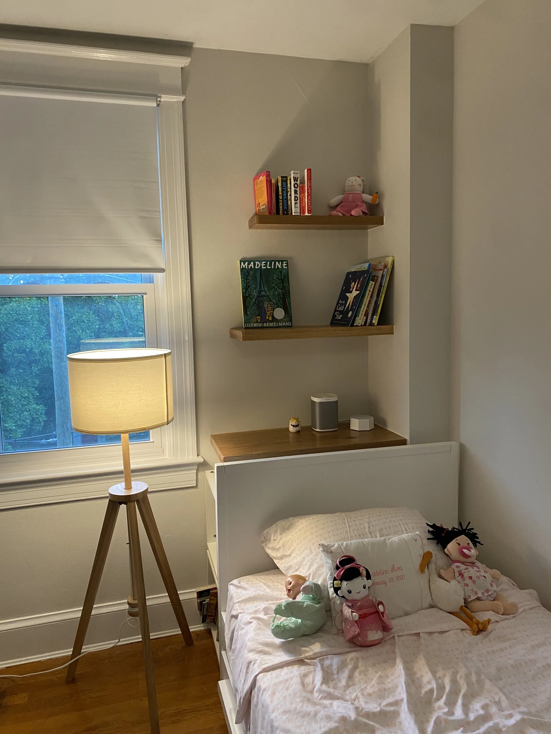 Oak floating shelves