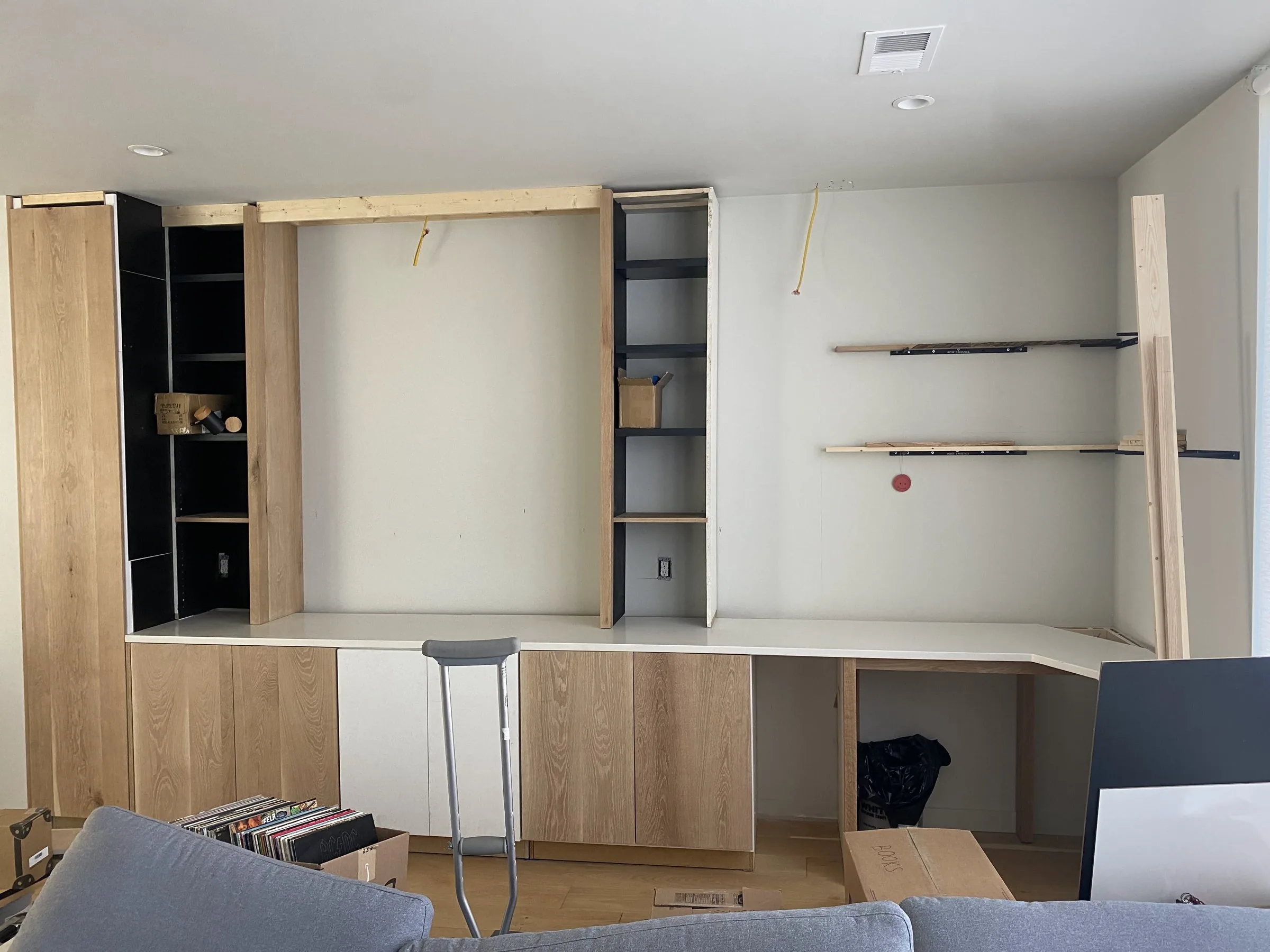 Oak record wall