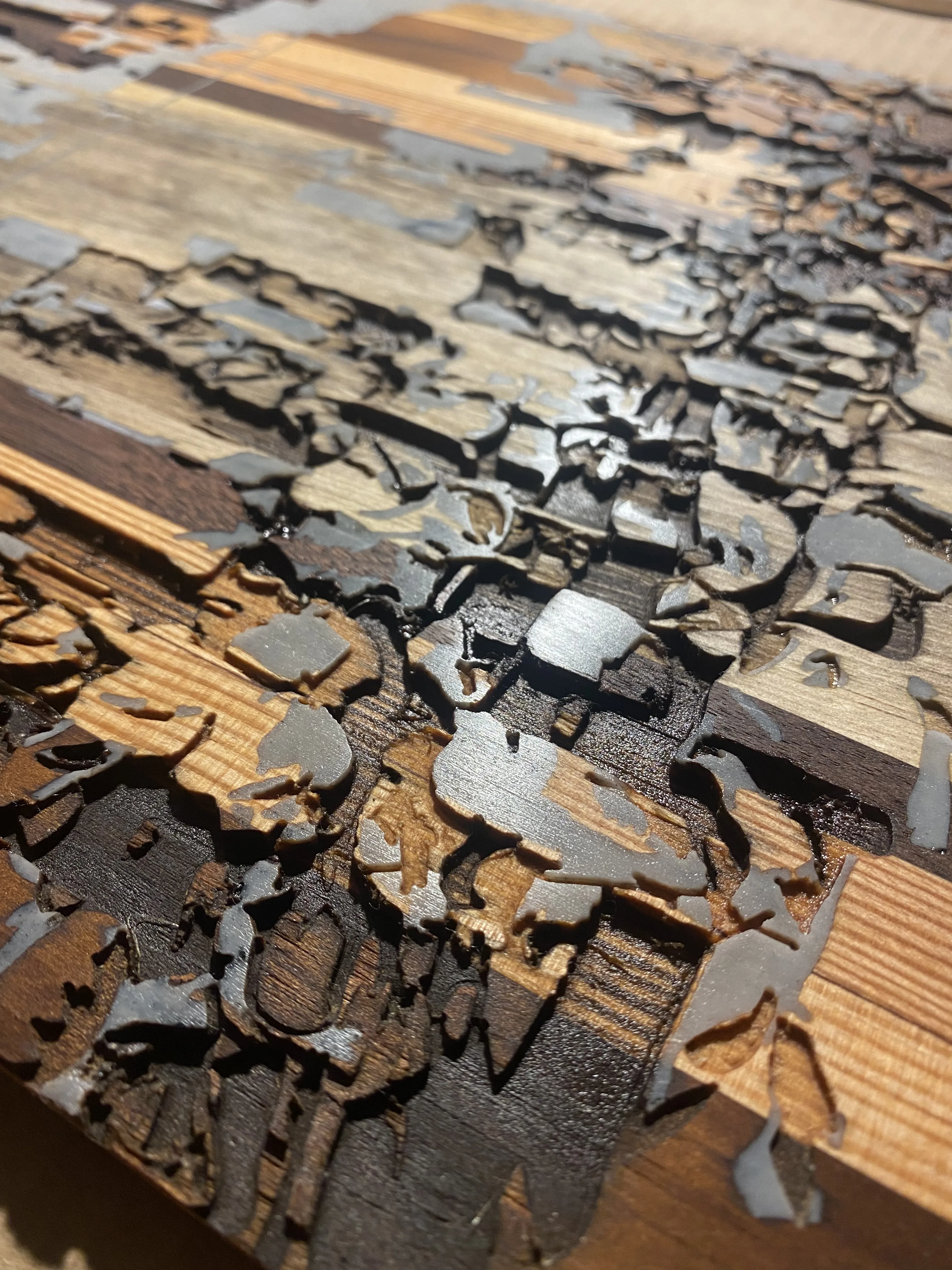 Resin inlay panel, shop view