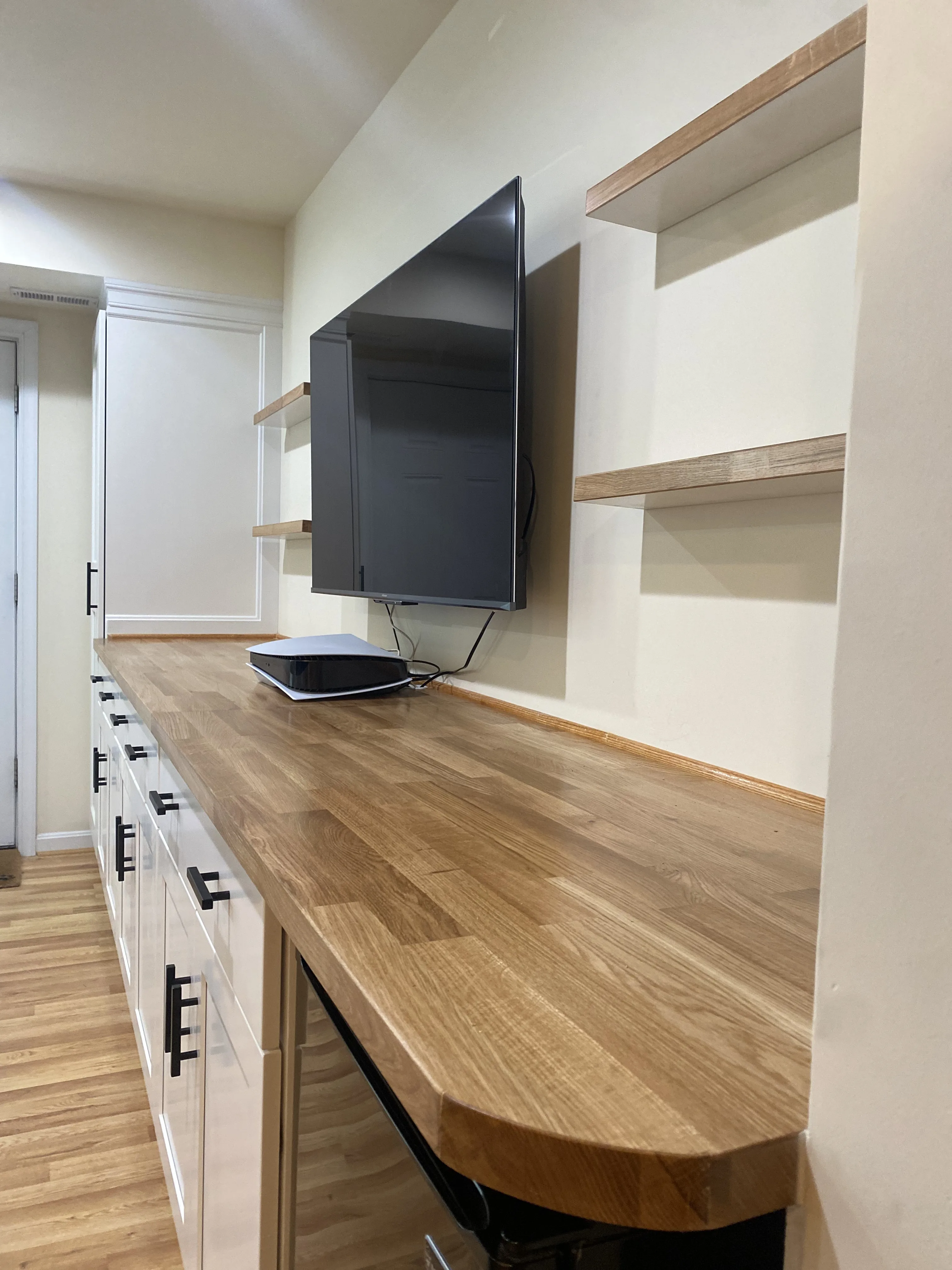 Rec room cabinet and oak top, Southwest DC residence