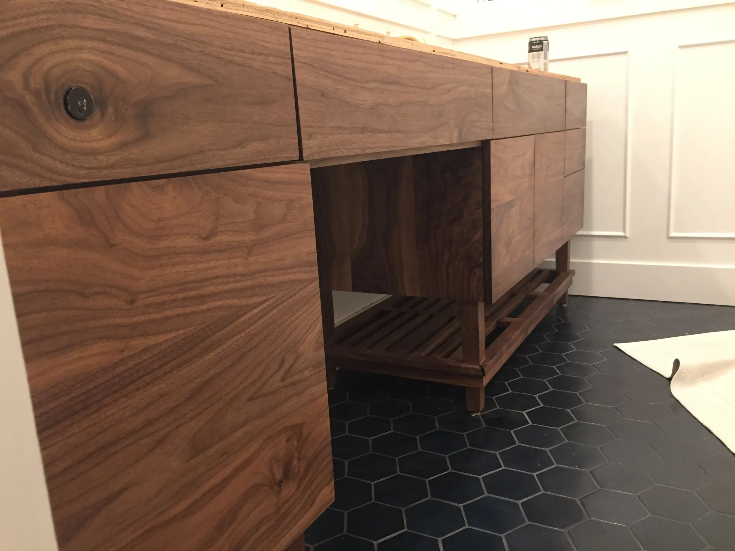 Walnut bathroom vanity